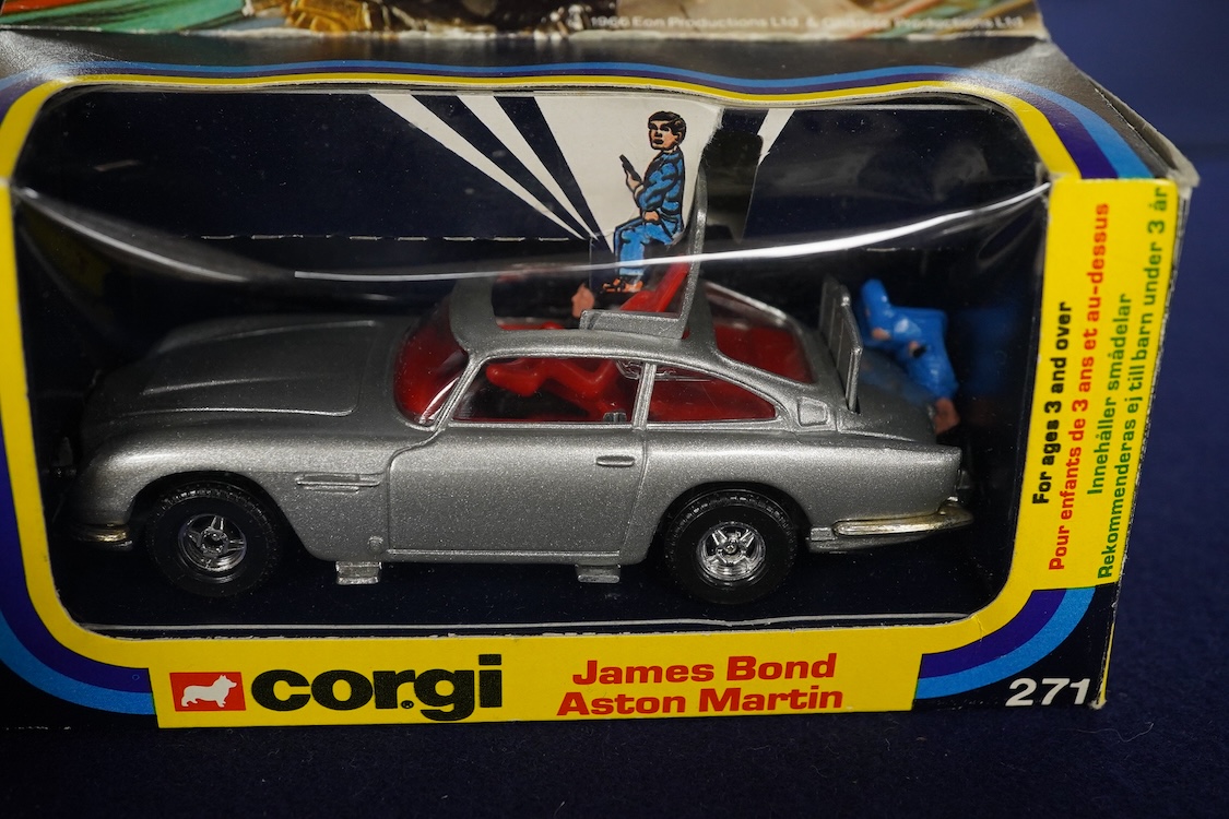 Two boxed 1970s Corgi Toys; a James Bond Aston Martin (261) in silver with passenger, together with a Jaguar XJS (319) in metallic red